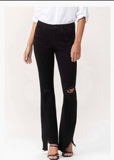 Vervet By Flying Monkey Mid Rise Distressed Flare Jeans Black