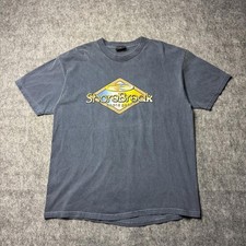 Vintage Shorebreak Board Gear T-Shirt XL Made in USA Blue Gray Surf Tee