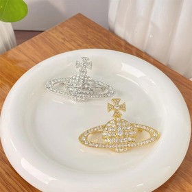 Saturn Planet Brooch Pin for Women Ladies Dainty Rhinestone Star Lapel Pin Cubic