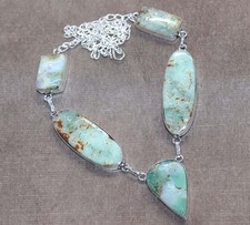 Graziosa collana crisoprasio placcato argento 925 20" abbigliamento festa gioielli trendy GW