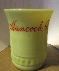 Vintage Custard glass souvenir cup Hancock, WIS