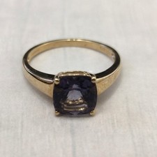 9ct Yellow Gold Ring Amethyst Purple Stone Full Hallmarked Ring Size M 1/2