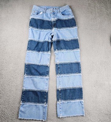 Ragged Priest Jeans Womens 29 × 30 Patchwork Denim Y2K Street Wide Leg Festival