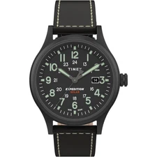 Timex Men's Expedition TW4B18500 Solar-Powered 40mm Watch Black Dial 50M Leather