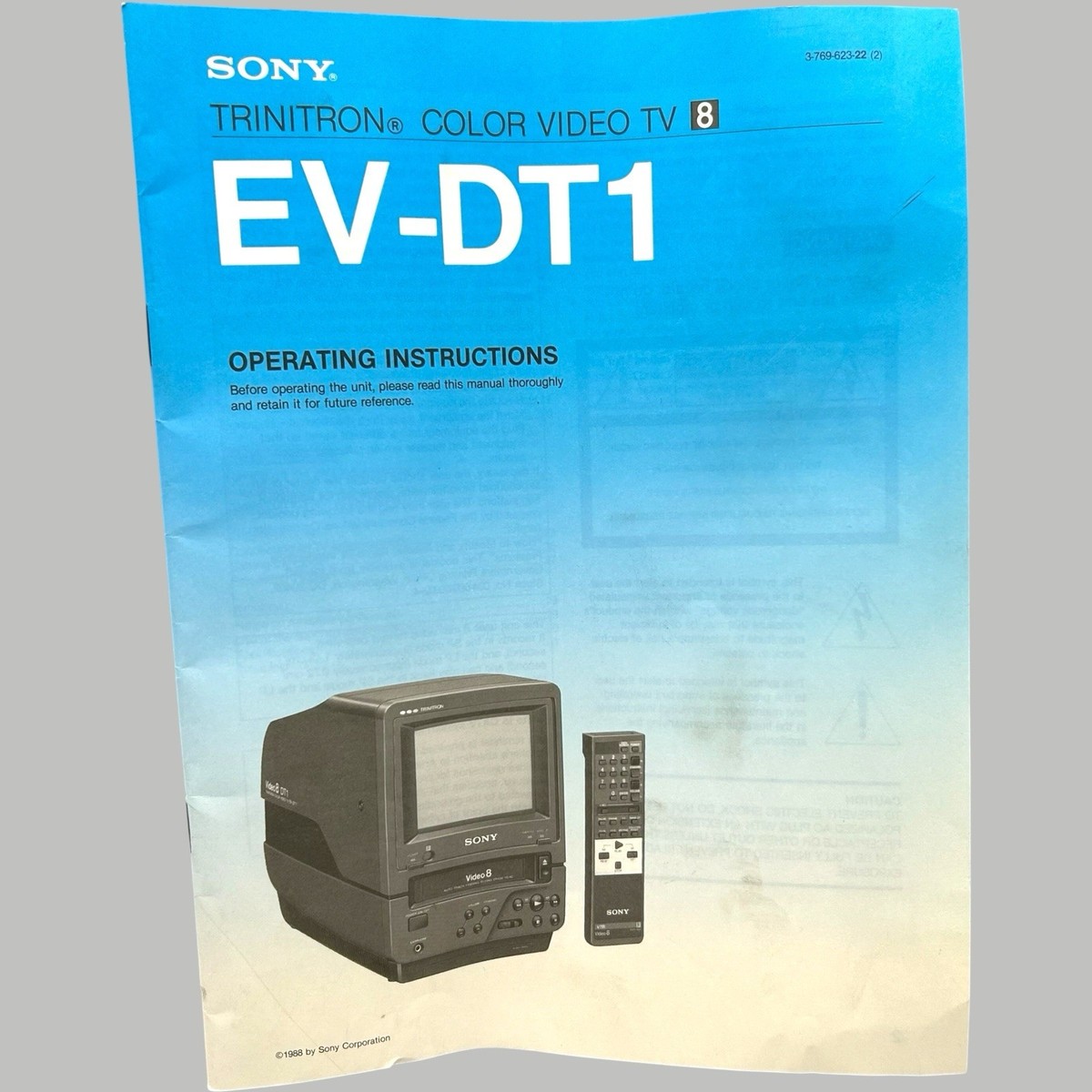 Sony Video8 EV-DT1 Trinitron Color Video TV Player MANUAL ONLY