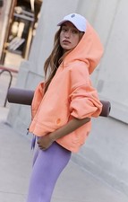 Free People Movement Cut Above Zip Up Hoodie Sweatshirt Pockets Orange S NWT