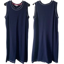 ISAAC MIZRAHI LIVE NWOT Knit Tank Dress Size XL Navy Blue Knee Length A634407