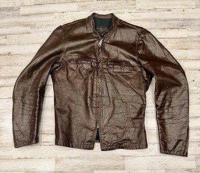 Vintage Brooks Leather Sportswear Brown Cafe Racer Motorcycle Jacket Size 38 USA