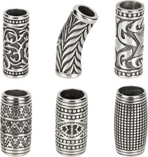 6 Pcs 304 Stainless Steel Beads, 9Mm Large Hole Column Spacer Beads for DIY Jewe