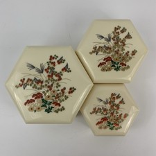 Vintage Floral Hexagonal Trinket Nesting Stac...