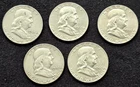 5-Coin Lot • Franklin Half Dollars • Mixed Dates • 90% Silver • Ships Fast
