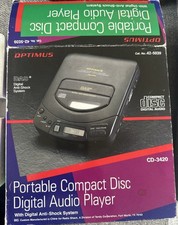 Vintage Optimus Portable Cd Player Cd-3420 Av Cords Open Box Tested Works