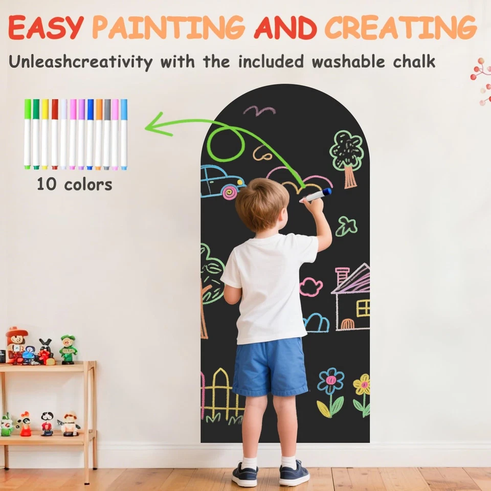 Calcomanía de pared magnética para niños 39,3 x 17,5 pulgadas negra magnética arco de calcomanía de pared... Foto 3 de 4