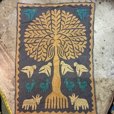 Tree of Life Appliqued, Hand-Stitched Large Cotton Wall Hanging or Lap Quilt
