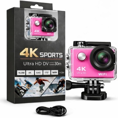 Ultra HD 4K Action Kamera 20MP WiFi Wasserdicht 30M Sport Cam 16GB Pink