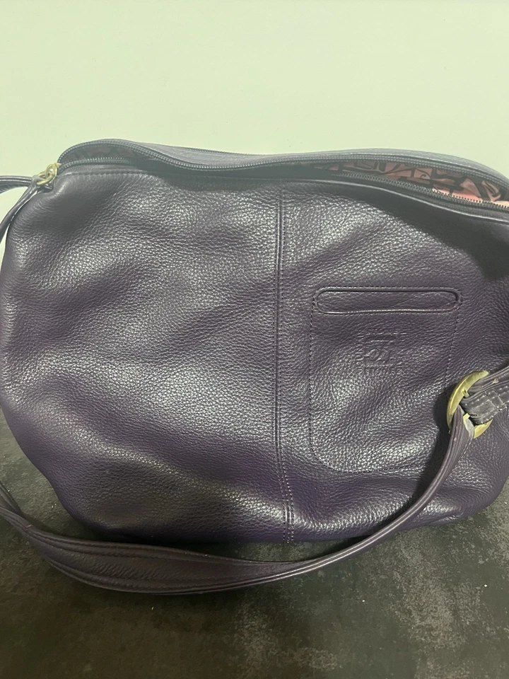 Stone Mountain Purple Pebble Leather Crossbody Bag with Multiple Pockets - Image 3 of 4