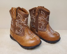 WONDER NATION KIDS TODDLER COWBOY BOOTS  BROWN  EMBROIDERED  SIZE 3