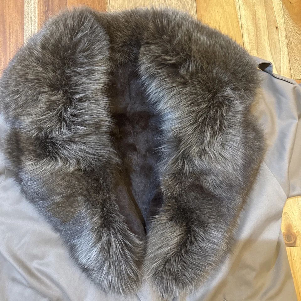 Gabardina vintage de piel de zorro/conejo azul noruego SAKS FIVE AVENUE para mujer talla 10 Foto 4 de 4