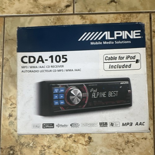 Alpine CDA-105 1 DIN CD Player USB Aux Bluetooth Ready Detachable Face HD Radio - Picture 1 of 4