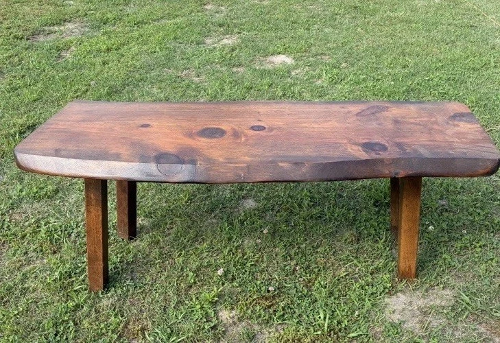 Vtg Mid-Century Modern Free Form Live Edge Pinewood Coffee Table 19.5 X 48 X 18 - Image 2 of 4