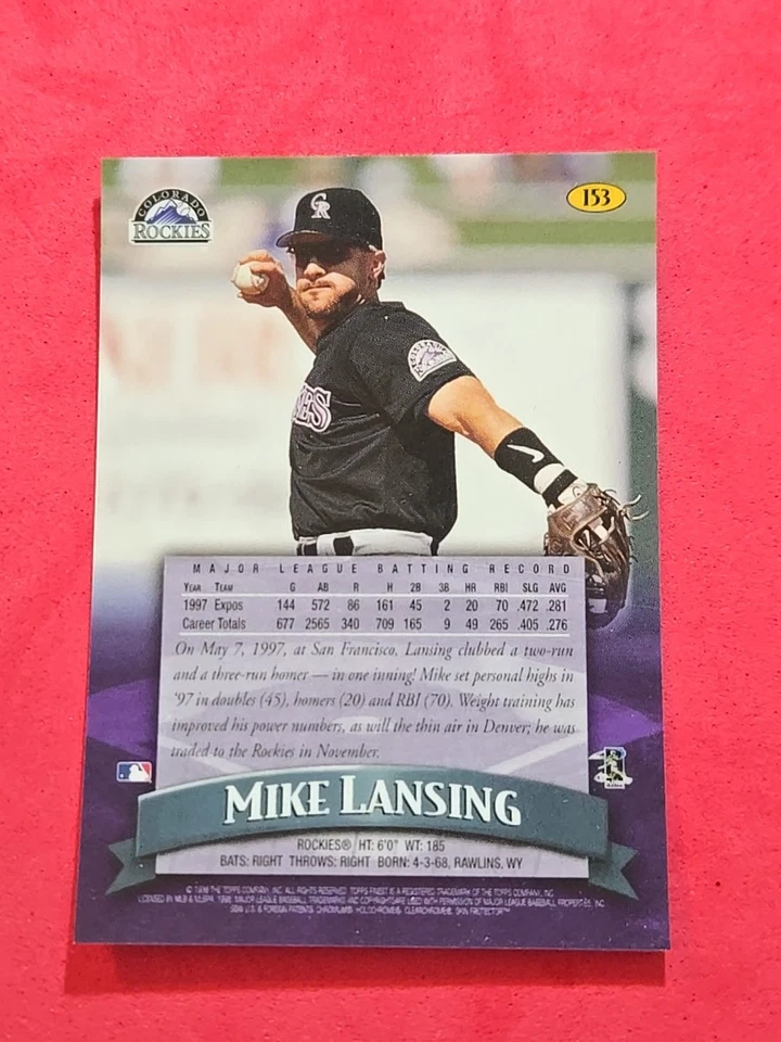 1998 Mike Lansing Topps Finest #153 - Image 2 of 2