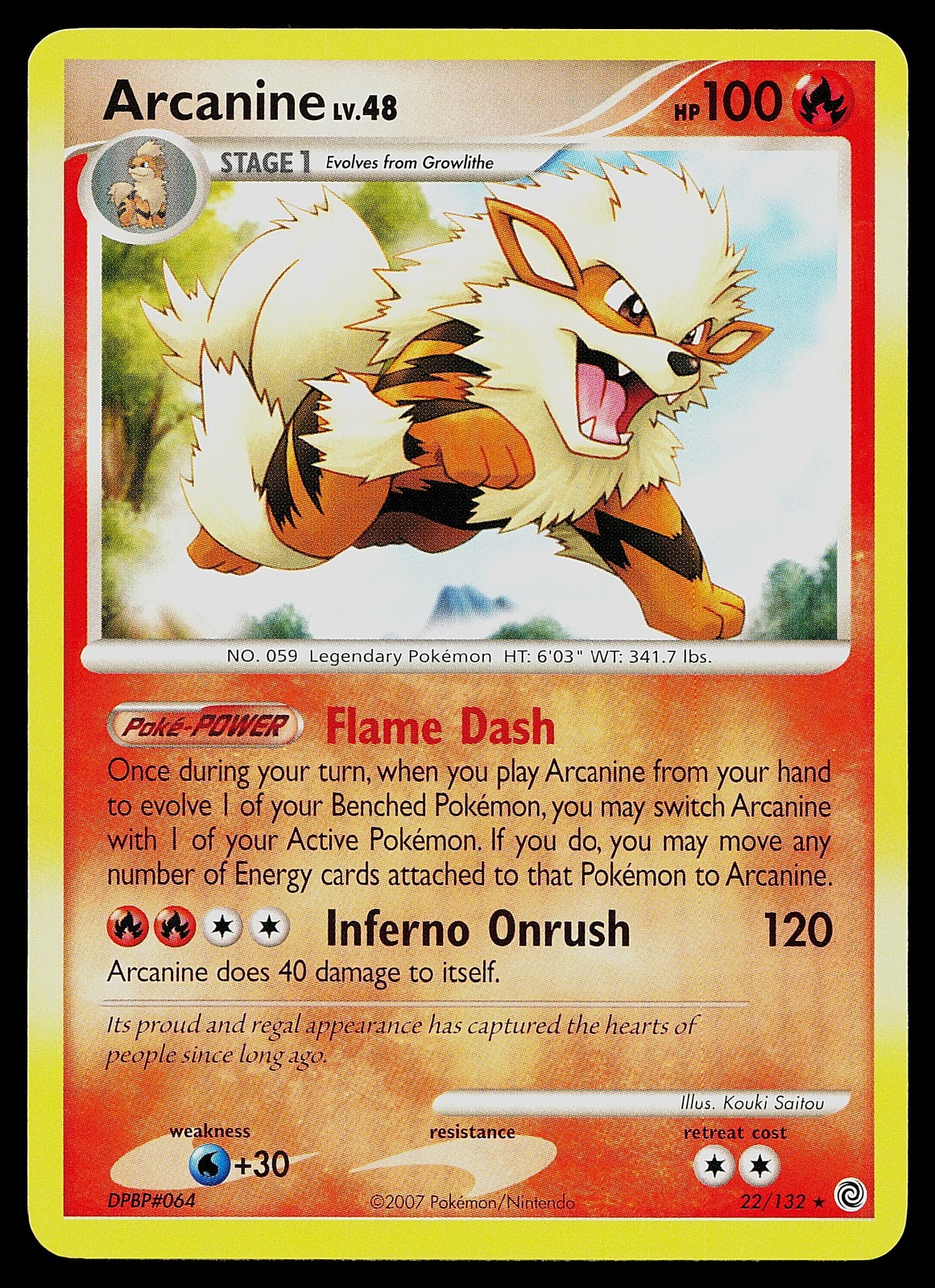 Pokemon Card - Arcanine Secret Wonders 22/132 Rare