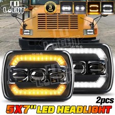 2x 7x6 5x7" LED headlight DRL Hi/Lo Beam Fit International Harvester 9400i 9200