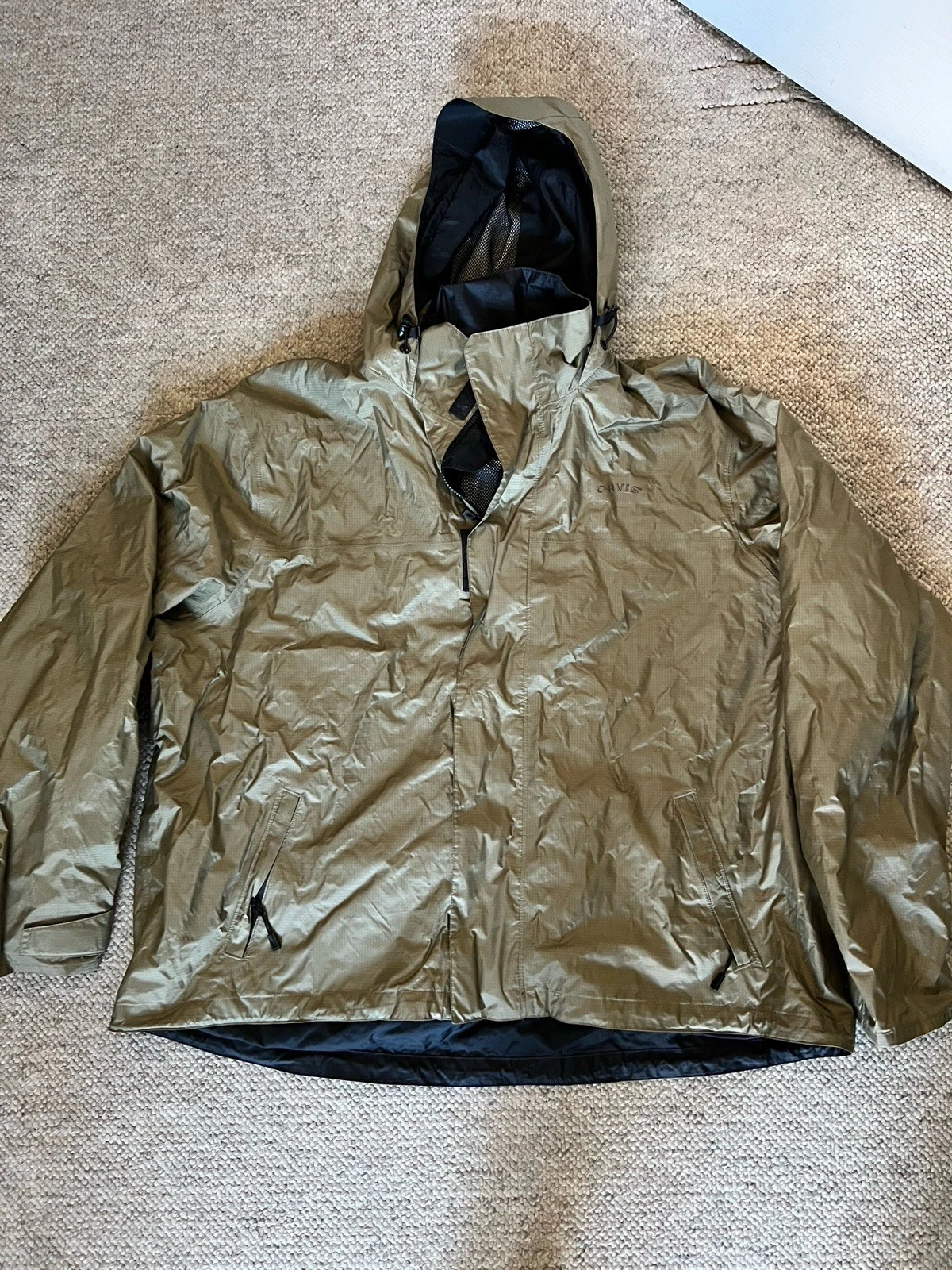 Orvis Men's Storm Full Zip Fly Fishing Rain Jacket Green XXL Nylon