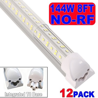 12 Pack T8 8FT Led Tube Light Bulbs 144W 8Foot Linkable Led Shop Lights NO-RF