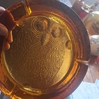 Blenko Amberina glass owl 10 in diameter 2 in deep 60s,70s