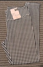 SO Girls Houndstooth Leggings High Rise Black/White Cotton XL 14/16