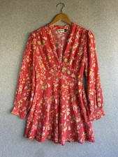 Rixo Dress Womens 6 Red Floral Waterblossom Mini Boho Bloomcore
