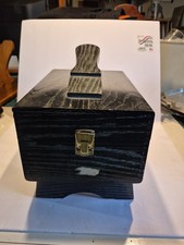 Vintage Oak Shoe Shine Box With 2 Brushes