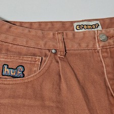 Cromer Huf. Pant Black Denim Jeans Pants Baggy Tapered Size 30 Retro 100% Cotton