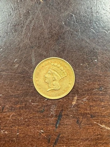 1856 INDIAN PRINCESS HEAD GOLD DOLLAR $1 AU DETAILS CLEANED TYPE 3