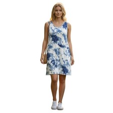 Style & Co. Flip Flop Dress, Sleeveless Pull Over, Tie-Dye Blue & White, Size PM