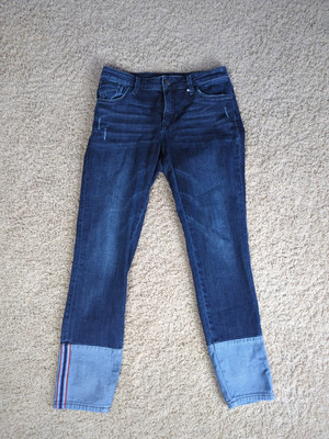 Mavi Womens 25 Caisy Mid Ride Skinny Jeans Distressed Striped Ankle Cuff