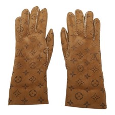 LOUIS VUITTON Monogram Gon Shirring Darling Gloves, size 7.5 M70480 Women Used
