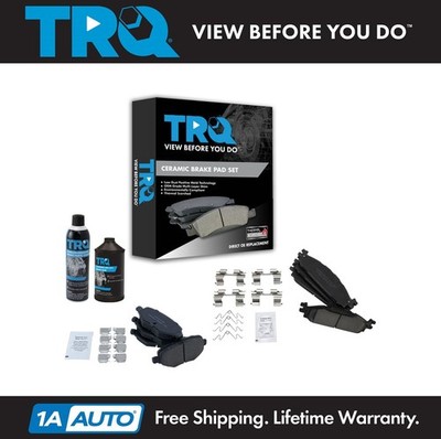 TRQ Front & Rear Premium Ceramic Disc Brake Pad Kit w/Chemicals for Ford Lincoln