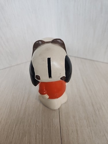 Vintage 1971 Peanuts SNOOPY als JOE COOL Keramik Münze Sparschwein mit Stop - Bild 3 von 5