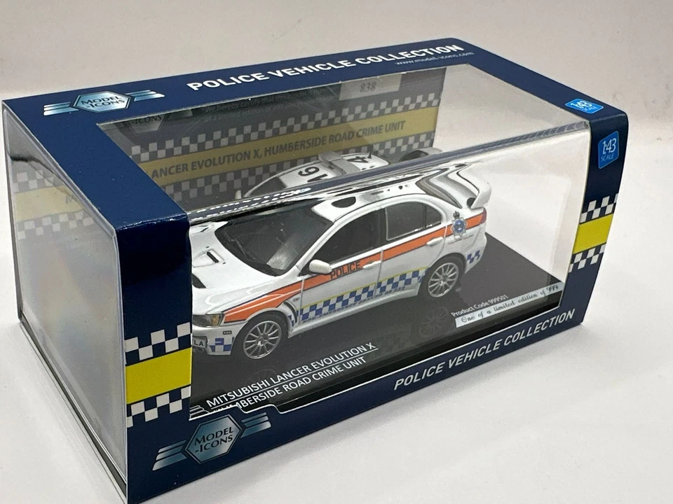 MODELO ICONOS MITSUBISHI LANCER EVO X HUMBERSIDE COCHE DE POLICÍA 1/43 999501 edición limitada Foto 3 de 4