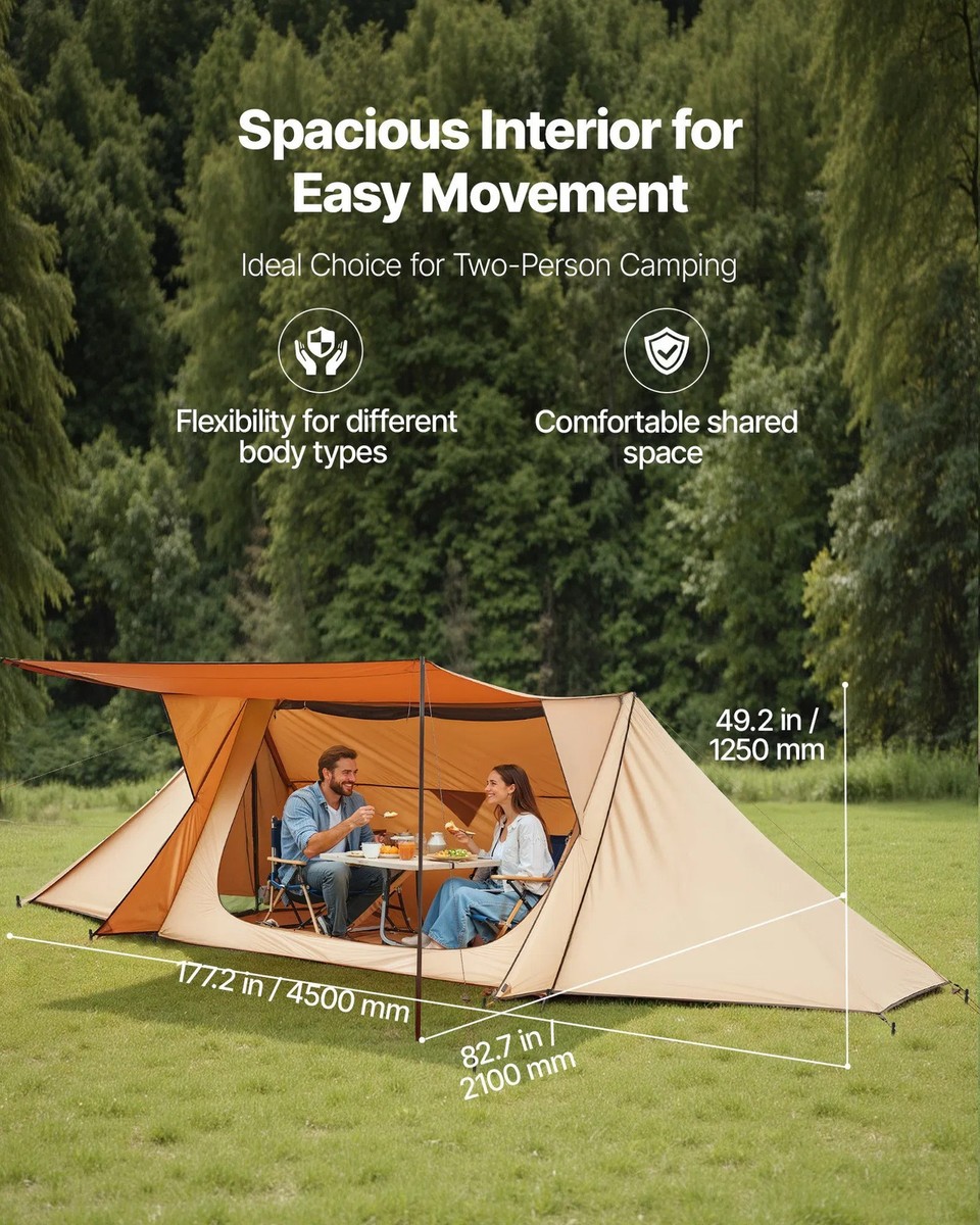 Camping Hot Tent, Lightweight Bushcraft Tent with Stove Jack & 2