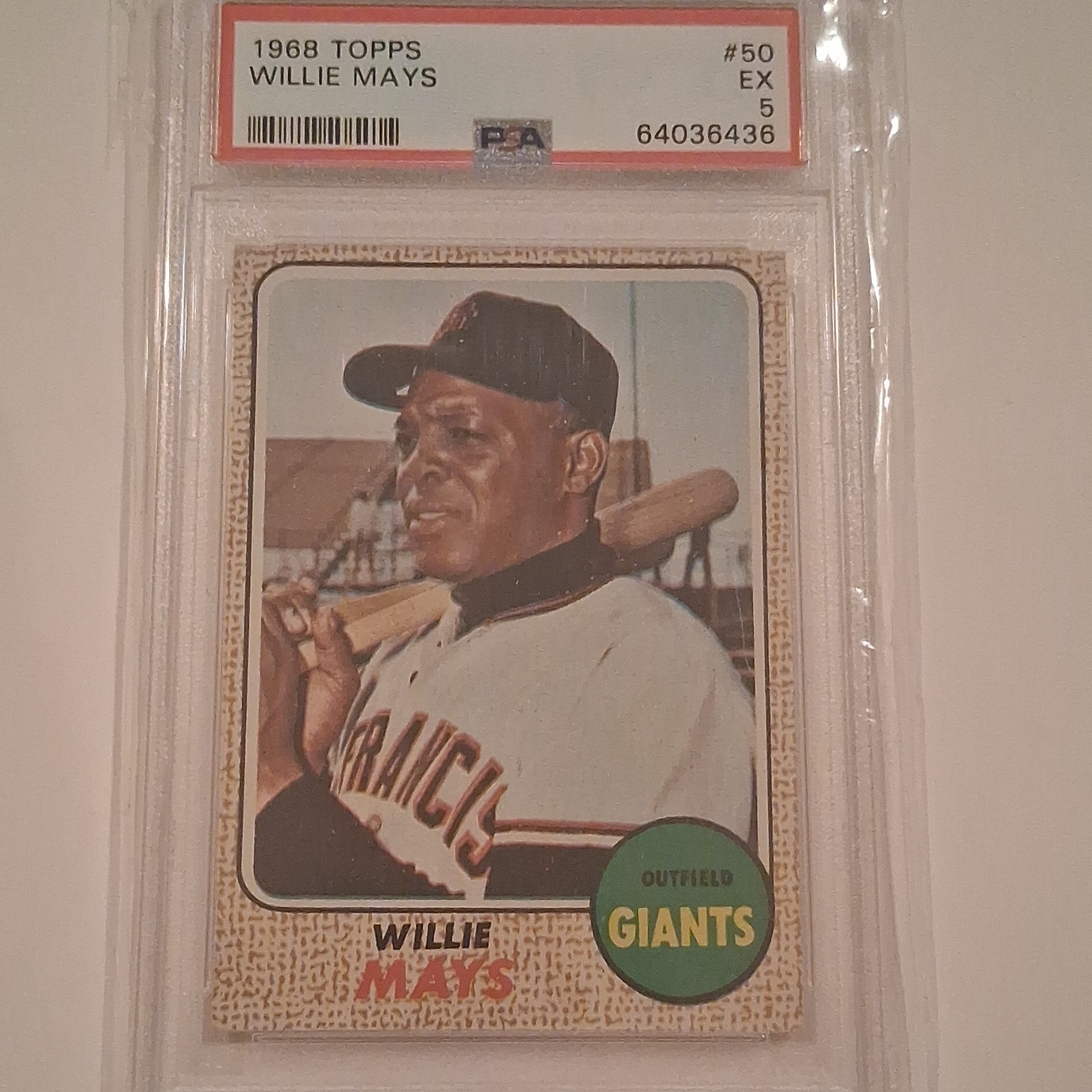 Topps 1968 Topps Willie Mays #50 San Francisco Giants PSA 5 Well Centered🔥🔥 view 1