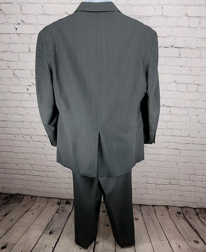Conjunto de traje completo de 2 piezas gris Corbin de colección chaqueta hecha en EE. UU. talla 40 pantalones con puños 33x32 Foto 2 de 4