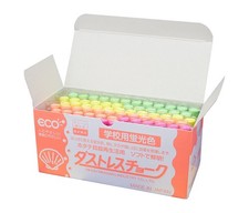 Nippon Rikaku Dustless Fluorescent Chalk, 4 Colors, DCK-72-4C, 72 Pieces