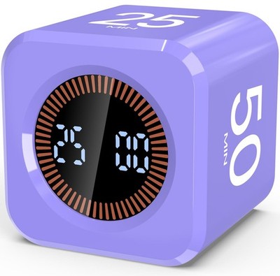 Digital Pomodoro Timer Cube - Silent Alarm, Visual Countdown, 5/10/25/50min, ADH