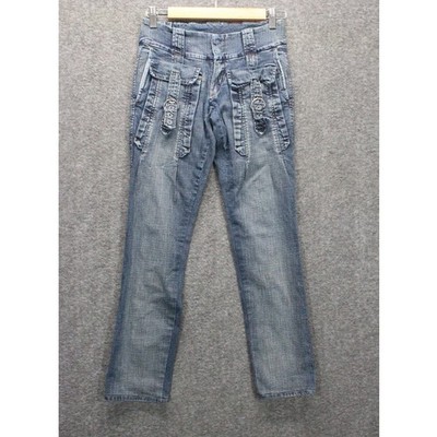 Le Jean De Marithe Francois Girbaud Women Size 6 Slim Low Rise Buckle Blue