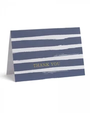 Navy & Gold Foil Brushstroke Thank You Cards - 10 pack