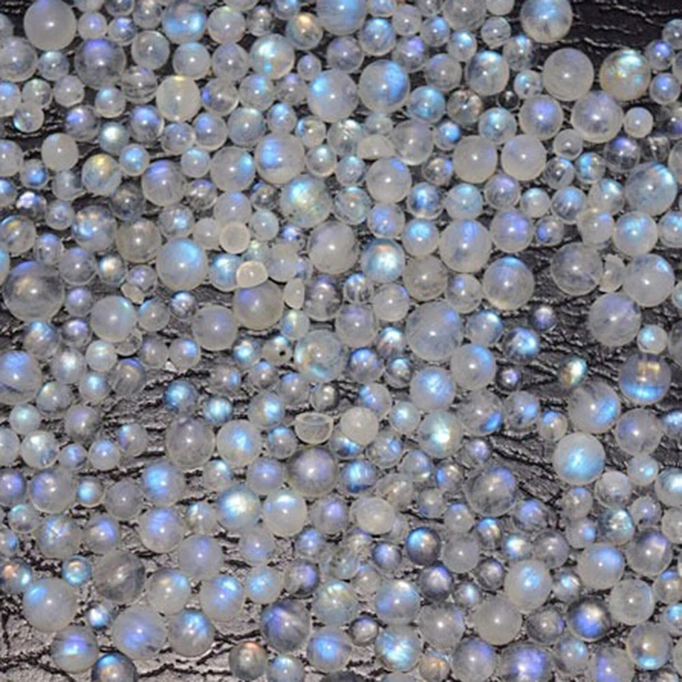 Natural Rainbow Moonstone Round 3 mm to 14 mm Cabochon Loose Gemstone Lot - Image 4 of 4
