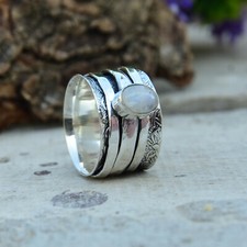 Moonstone Spinner 925 Sterling Silver Handmade Christmas Gift EM- 536